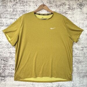 Nike Running Dri-FIT Men's XXL Olive‎ Yellow/Gold Wicking Athletic Tee
